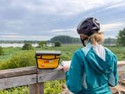 Cyclist overlooking the Loire in Le Pellerin