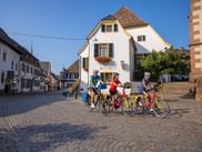 Cyclist passing through Deidesheim