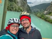 Cycling duo takes selfie on a bridge on their way to Lake Garda