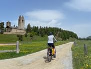 Cyclist on cycle path in St. Moritz