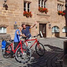 Radfahrer im Zentrum von Ansbach