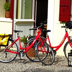 Bicycles in front of a restaurant