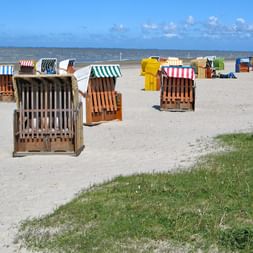 Beach chairs by the sea in East Frisia