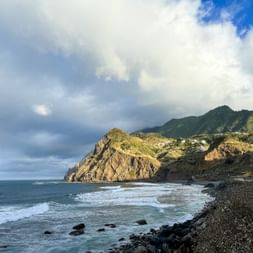 Beach on the coast in Porto da Cruz