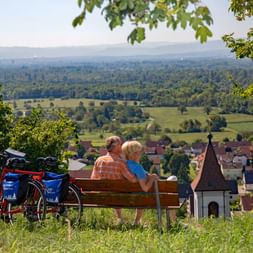 Cyclists having a break in the Southern Black Forest