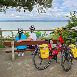 Break on the viewing platform with a view over Lake Constance