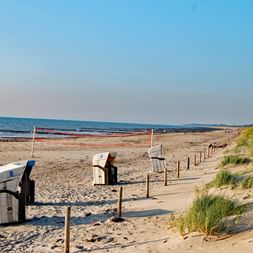 Strandkörbe an einem Strand an der Ostsee