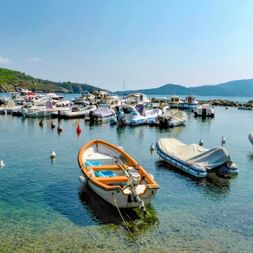 Tuscan coast ships in bay