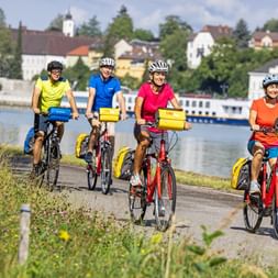 Cyclists on the Danube cycle path