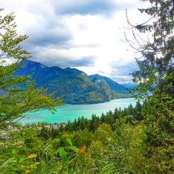 Mountain panorama with a view at Lake Wolfgangsee