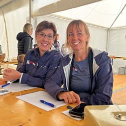 Bettina and Patricia at the marker sale in the marquee
