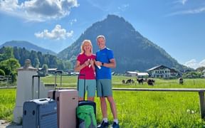 Hiking with luggage transport