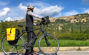 Bike stop with a view of Cortona