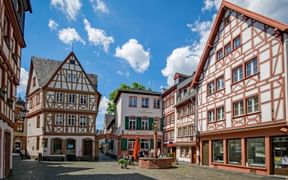 The old town of Mainz with its half-timbered houses