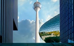 The Media Harbour with the TV tower in Düsseldorf