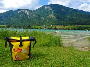 Eurobike saddle bag at a lake