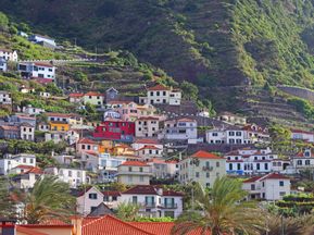 Colourful house fronts in Madeira's capital city