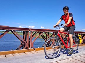 Cyclist on a bridge