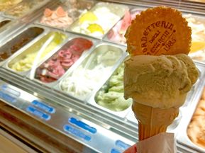 Ice cream in a cone with wafer