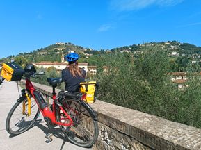 Cyclist with a view from Fiesole