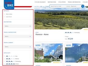 The search filters in the Eurobike search