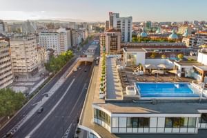 Exterior view with roof top pool