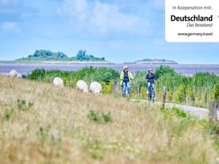 Cyclist in front of Langlütjen