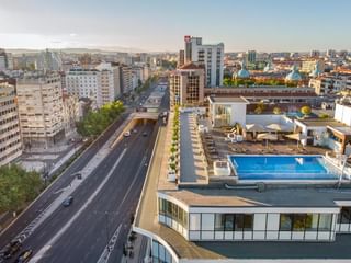 Exterior view with roof top pool