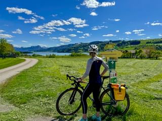 Cyclist with gravel bike in the Salzkammergut