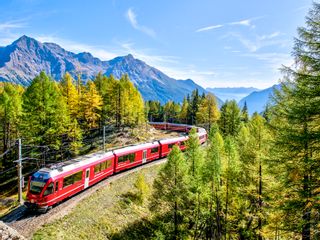 Rhaetian Railway in the Swiss Alps