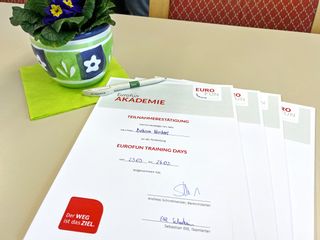 Certificate of participation for the Eurofun Training Days
