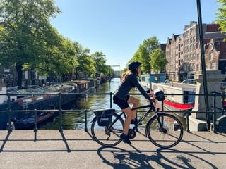 Flanders canal cyclist