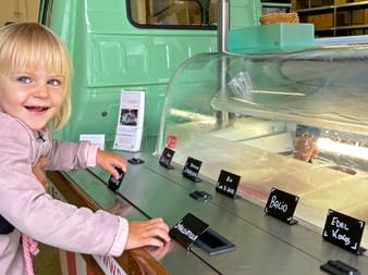 Beaming children's eyes at the ice cream van