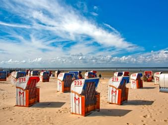 Beach chairs on the Baltic Sea in Cuxhaven