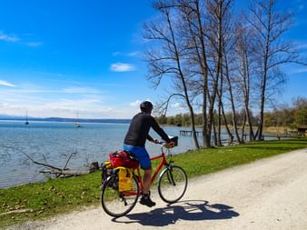 Cyclist at lake Ammersee