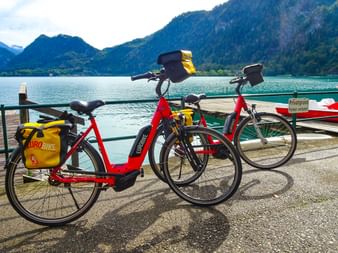 Bicycles in front of lake Attersee