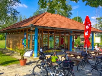 Cycle station on the Danube cycle path