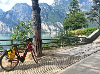 Eurobike e-bike on lakeside path at Lake Garda