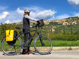 Bike stop with a view of Cortona
