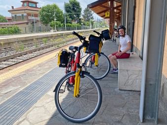 Cyclist at the train station in Chieri