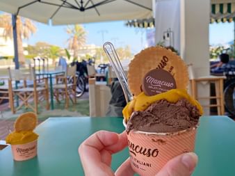 Delicious chocolate ice cream in Tuscany