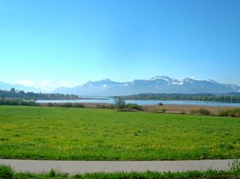 View over beautiful landscape and Lake Chiemsee