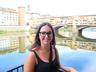Lena in front of Ponte Vecchio in Florence