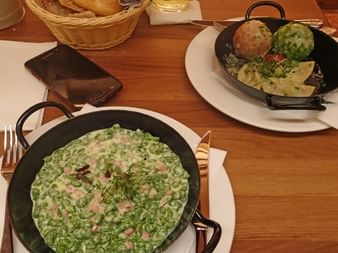 Spinach spaetzle in South Tyrol