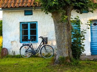 Bike in front of a house