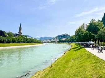 Salzach riverbank in Salzburg
