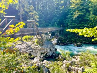 Wooden bridge over the Saalach
