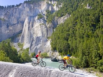 Bike path with mountain panorama