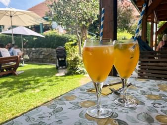 Zwei Gläser mit Marillenspritzer