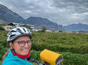 Cyclist takes selfie in San Lazzaro